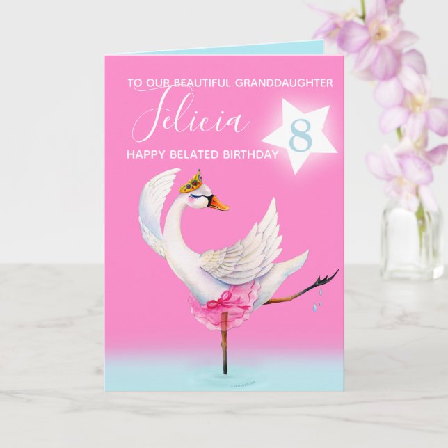Carte Petite-fille du cygne de ballet tardif 8e annivers (Orchidée)