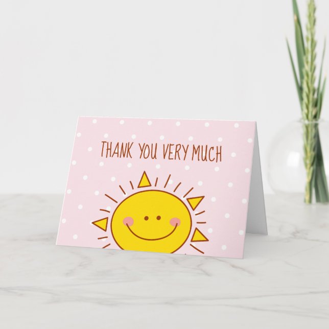 Carte Petite Fille du Soleil Anniversaire Rose Merci (Devant)