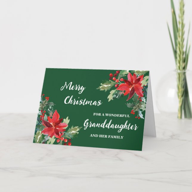 Carte Petite-fille Florale Rustique et Noël familial (Devant)