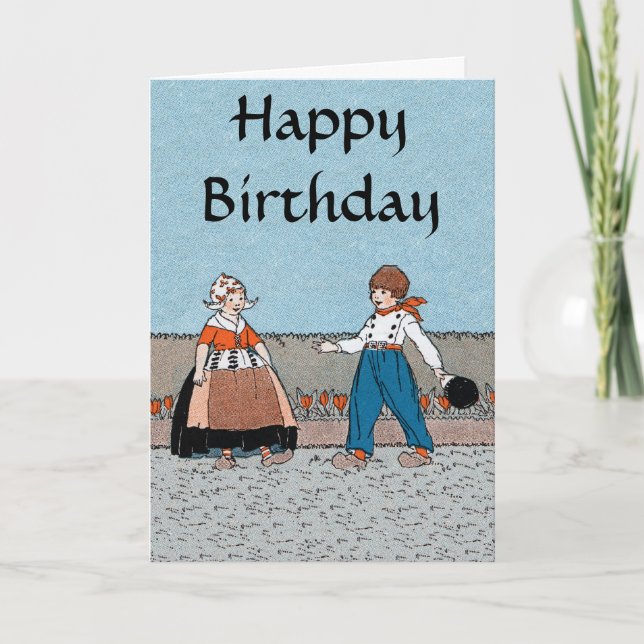 Carte Petite fille hollandaise Robe traditionnelle garço (Devant)