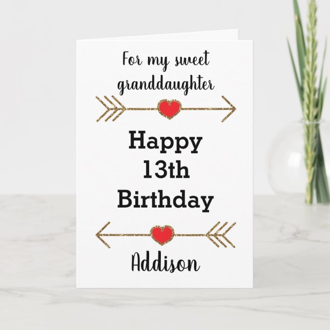 Carte Petite-fille Joyeux 13e anniversaire (Devant)
