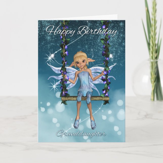 Carte Petite-fille Joyeux anniversaire mignonne fée sur  (Devant)