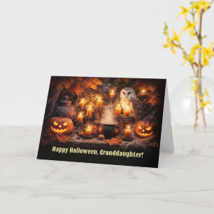 Carte Petite-fille Joyeux Halloween Hiboux et Citrouille