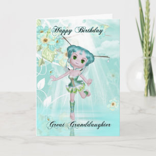 Carte petite-fille mignonne fée anniversaire salutations