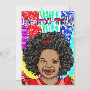 Carte Petite fille noire avec des boules joyeuses