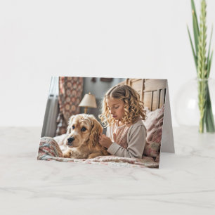 Carte Petite Fille Priant Avec Chien