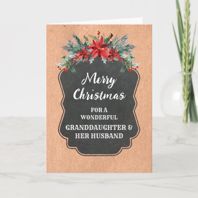 Carte Petite-fille rustique et son mari Joyeux Noël (Devant)