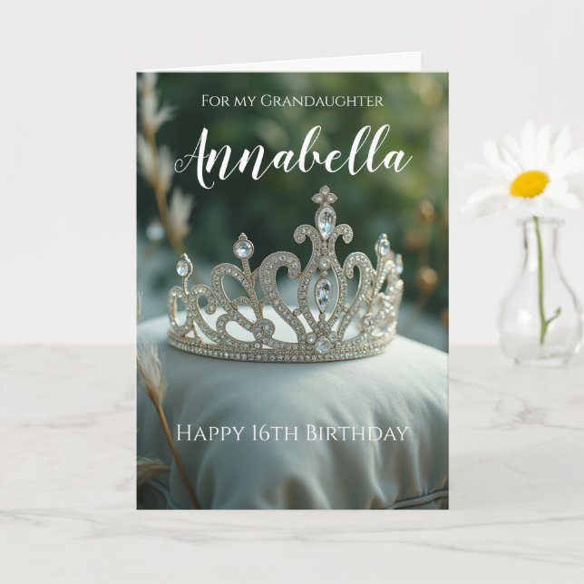 Carte Petite-fille Seizième anniversaire Elégant Argent (Petite plante)