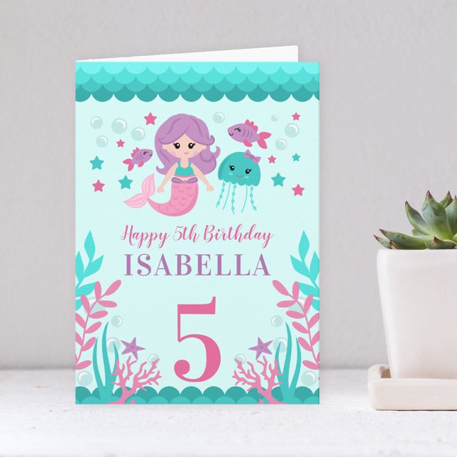 Carte Petite fille sirène Anniversaire (Créateur téléchargé)