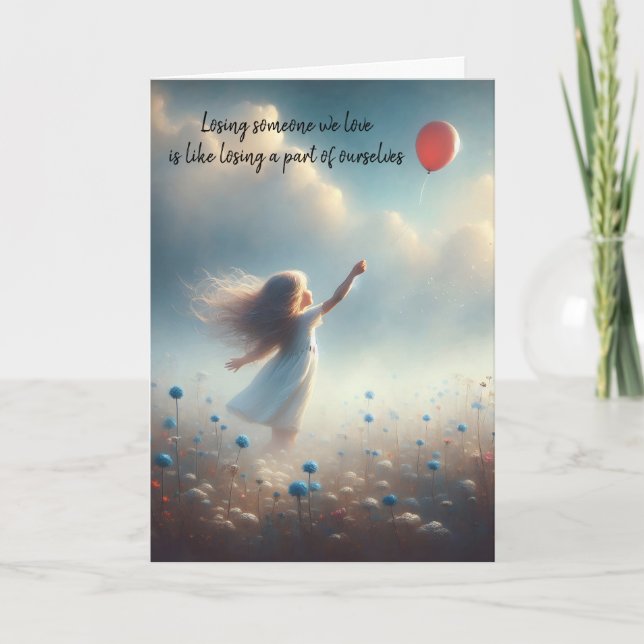 Carte Petite Fille Sympathique Avec Balloon Rouge (Devant)