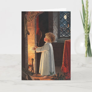 Carte Petite fille vintage par foyer Noël