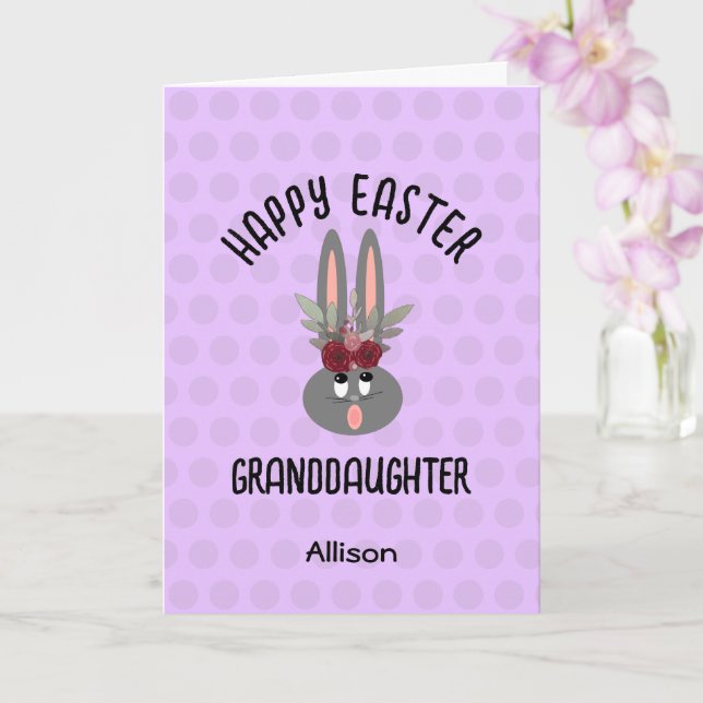 Carte Petite-fille Violet Lapin de Pâques Personnalisé (Orchidée)