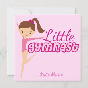 Carte Petite Gymnaste Jolie Rose Gymnastique Enfants Per