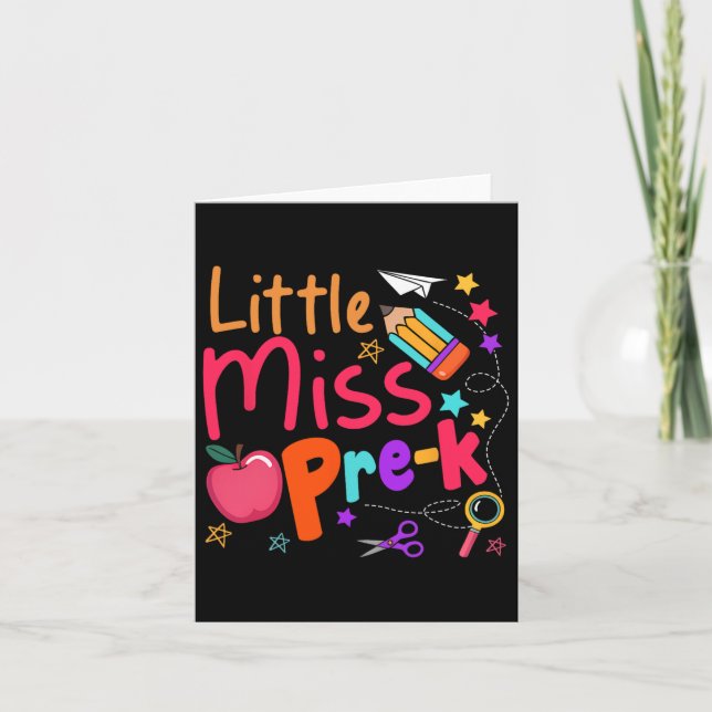 Carte Petite Miss Pré-k Premier Jour De L'École Retour À (Devant)