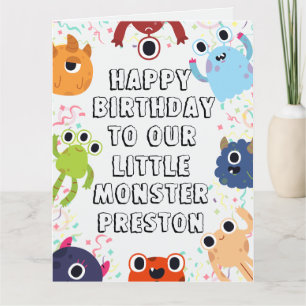 Carte Petite Monster voeux d'anniversaire pour tous les 