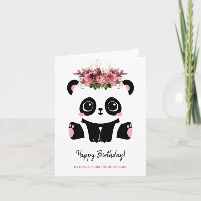 Carte Petite panda fille Joyeux anniversaire (Devant)