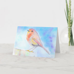 Carte Petite peinture à l'aquarelle de rouge-gorge