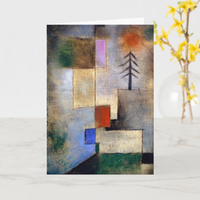 Carte Petite photo de sapin - Paul Klee - peinture d'art (Fleur jaune)