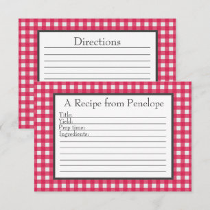 Carte petite recette En vichy Motif rouge canneber