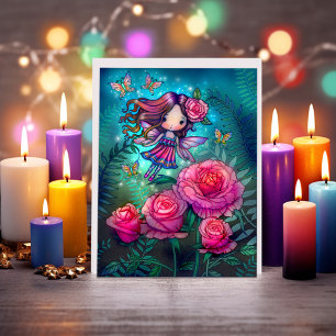 Carte Petite Rose Fairy Imaginaire Art par Molly Harriso