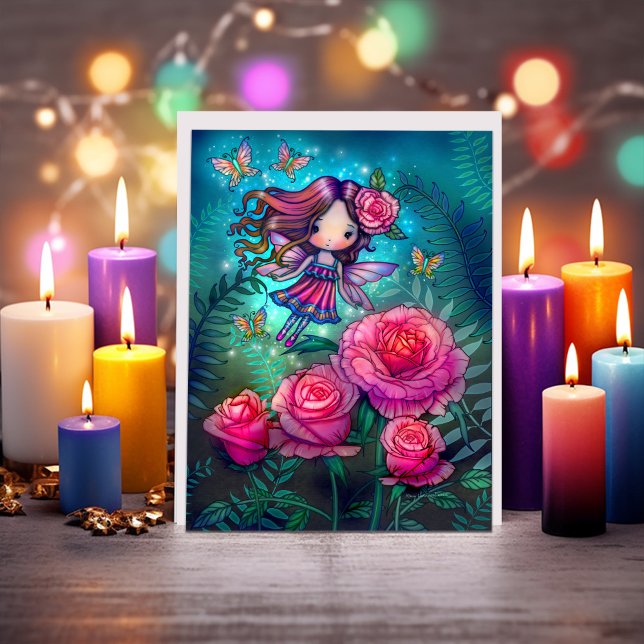 Carte Petite Rose Fairy Imaginaire Art par Molly Harriso (Créateur téléchargé)