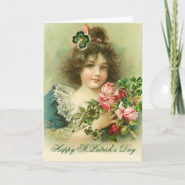Carte Petite Rose, Shamrock / Vielle Bénédiction Irlanda (Devant)