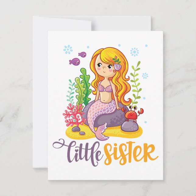 Carte Petite soeur 🧜 ‍ ♀️ Mermaid (Devant)