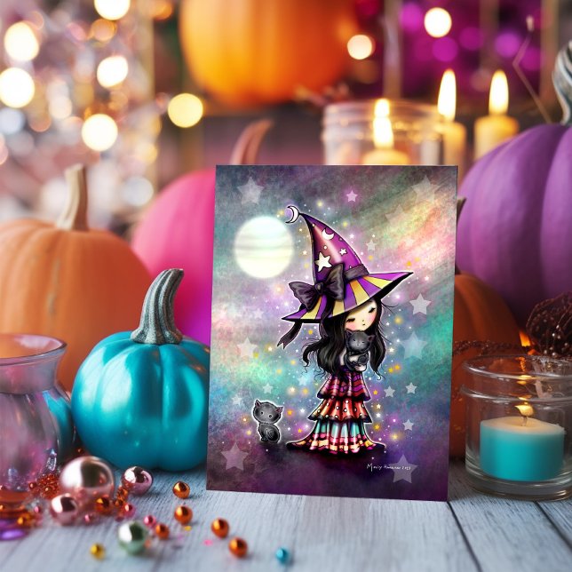 Carte Petite sorcière d'Halloween Amoureux des chats et  (Créateur téléchargé)