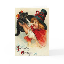 Petite sorcière vintage faite sur commande et chat