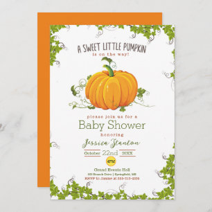 Carte Petite vigne citrouille douce Baby shower Invitati