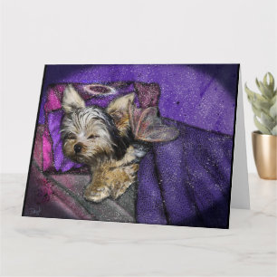 Carte Petite Yorkie Ange dormant Halo Art Memorial