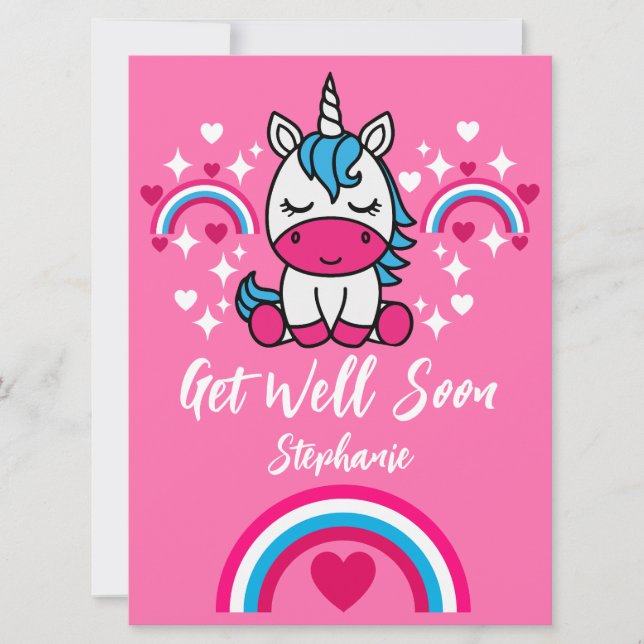 Carte Petites Filles Pink Unicorn Se Bien (Devant)