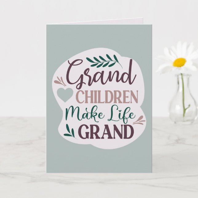 Carte Petits-enfants Lettrés Mains Rendre La Vie Grand (Petite plante)