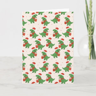 Carte Petits enfants rétro T-Rex Xmas