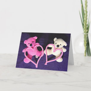 Carte Petits Nounours et Coeurs pour Valentines