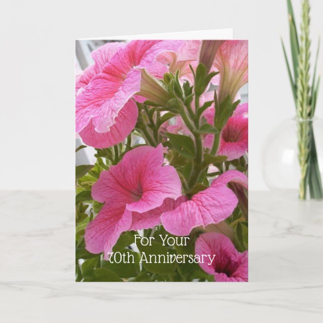 Carte Petunias Personnalisé 70e anniversaire de Mariage (Devant)