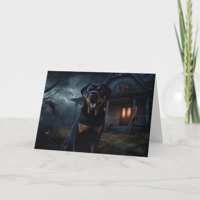 Carte Peur d'Halloween Rottweiler (Devant)