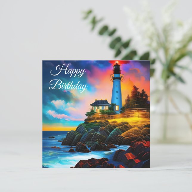 Carte Phare au coucher du soleil (Debout devant)