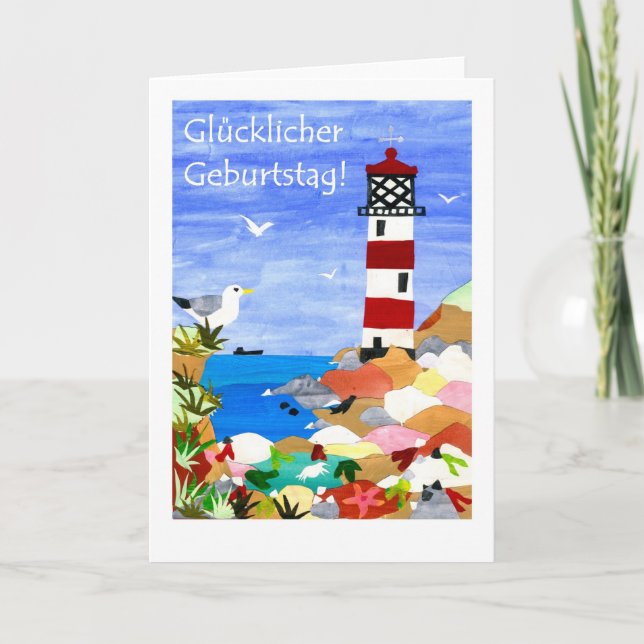 Carte phare d'anniversaire - Salutation allemande (Devant)