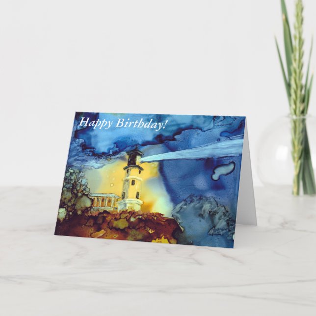 Carte Phare fendu de roche la nuit (Devant)