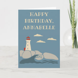 Carte Phare sur une côte rocheuse Anniversaire