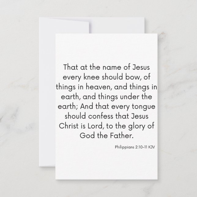 Carte Philippiens 2:10-11 KJV Bible Scripture Salutation (Devant)