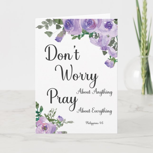 Carte Philippiens 4:6 Bible Verse Purple Aquarelle (Devant)