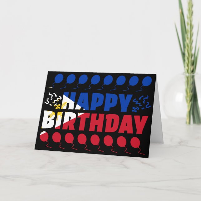 Carte Philippines Drapeau patriotique Anniversaire (Devant)