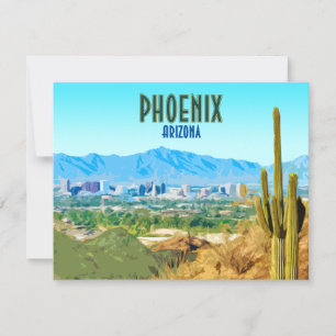 Carte Phoenix Arizona City Cactus et Mountain Flat Card