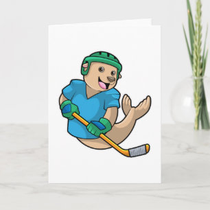 Carte Phoque au hockey sur glace avec Bâton de hockey su