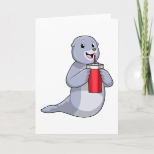Carte Phoque avec gobelet