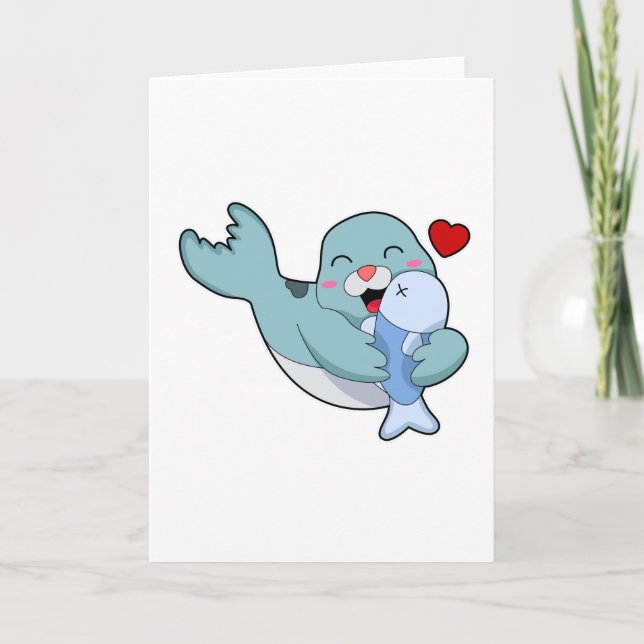Carte Phoque avec Poisson (Devant)