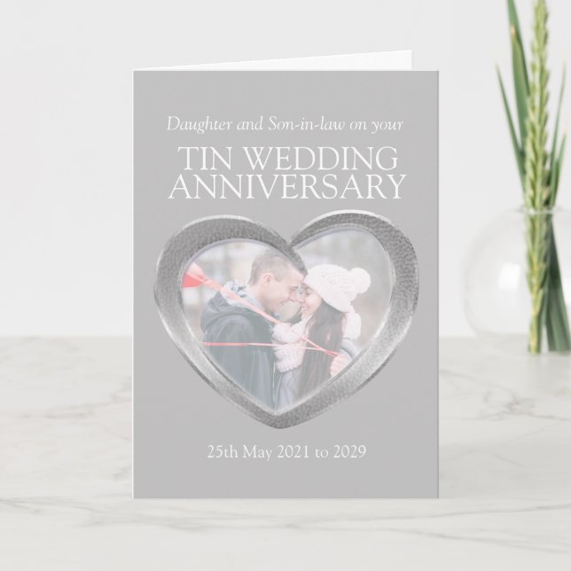carte photo 10 ans de mariage en étain (Devant)