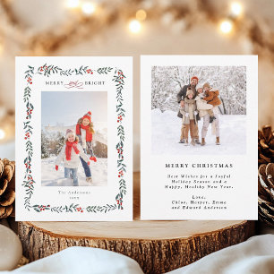 Carte photo 2 Merry & Bright Red Berry Greenery